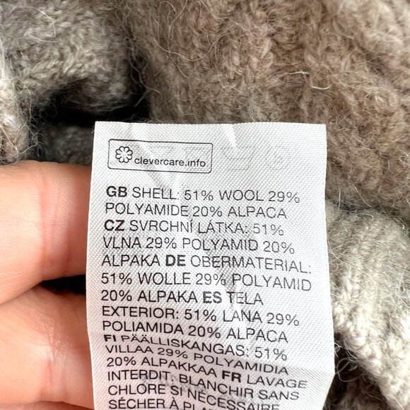 & Other Stories Cable Knit Wool Alpaca Blend Sweater Beige Brown Size Large - Picture 6 of 12